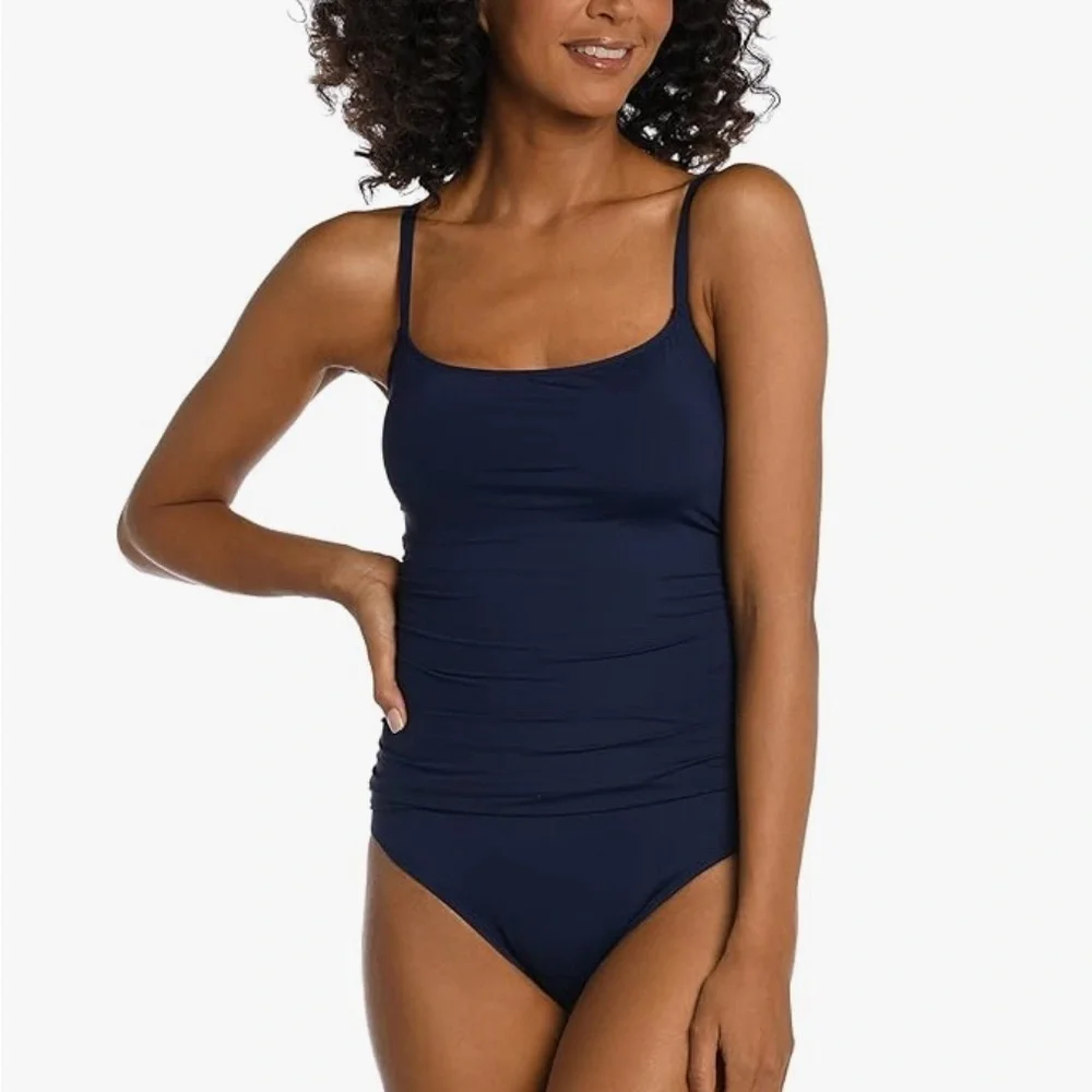 La Blanca Island Goddess Rouched Body Lingerie Mio One Piece Swimsuit 16 Indigo